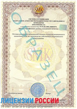 Образец сертификата соответствия (приложение) Поронайск Сертификат ISO 13485